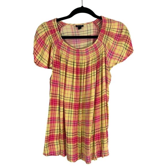 Torrid Top Milkmaid 1X Pink Plaid Smock Checks Preppy Feminine Boho Western - Picture 1 of 12